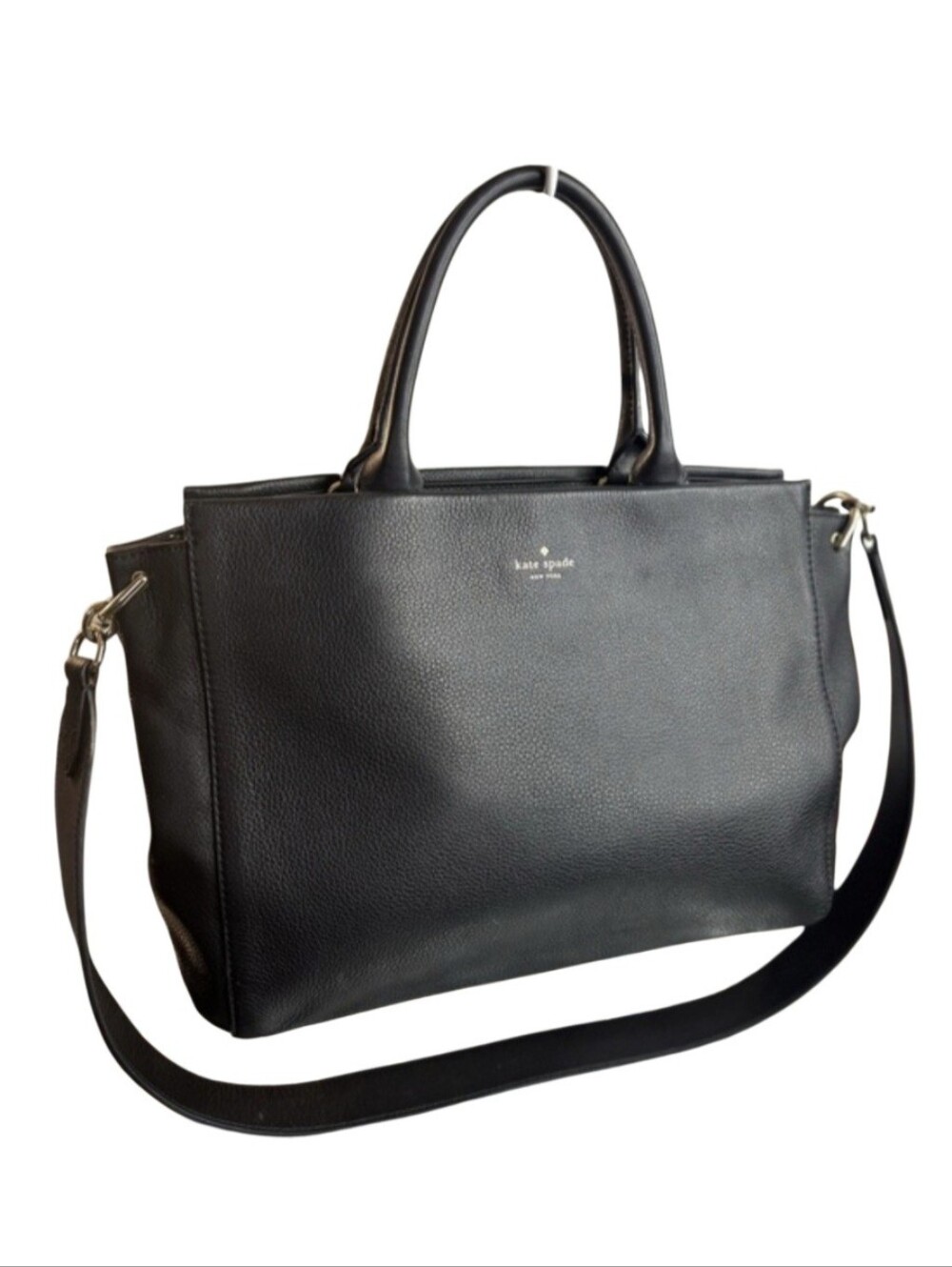 kate spade Black Pebble Leather Tote with Removable Shoulder Strap